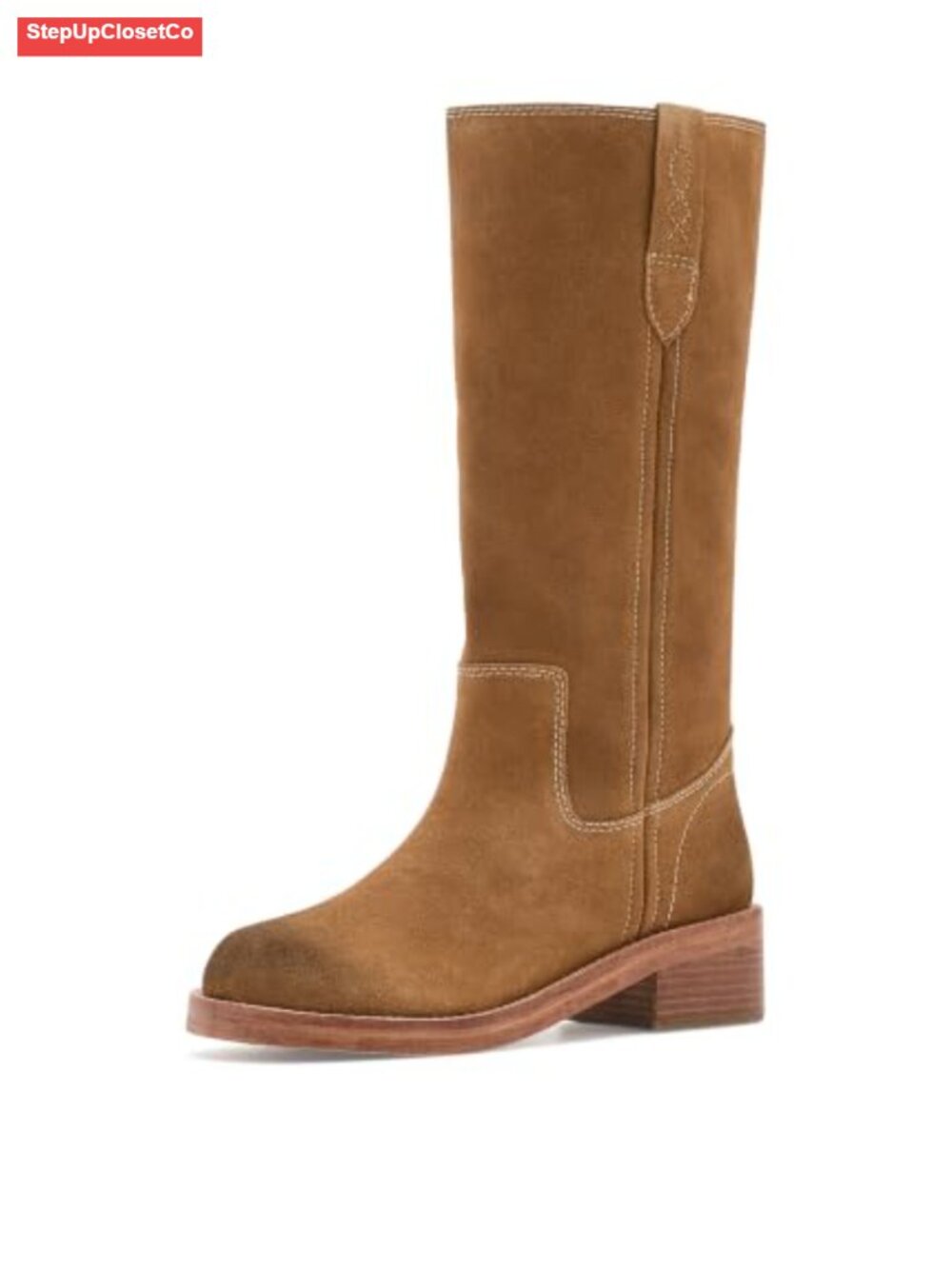 Free People Blaze Pull-On Knee-High Boots Leather Block Heel